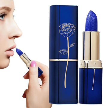 Blue Rose Lipstick Temperature Color Changing Lip Moisturizing Balm Female Makeup Sexy Lip Gloss Shiny Lipstick